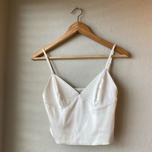 {Express} White Satin Crop Top
